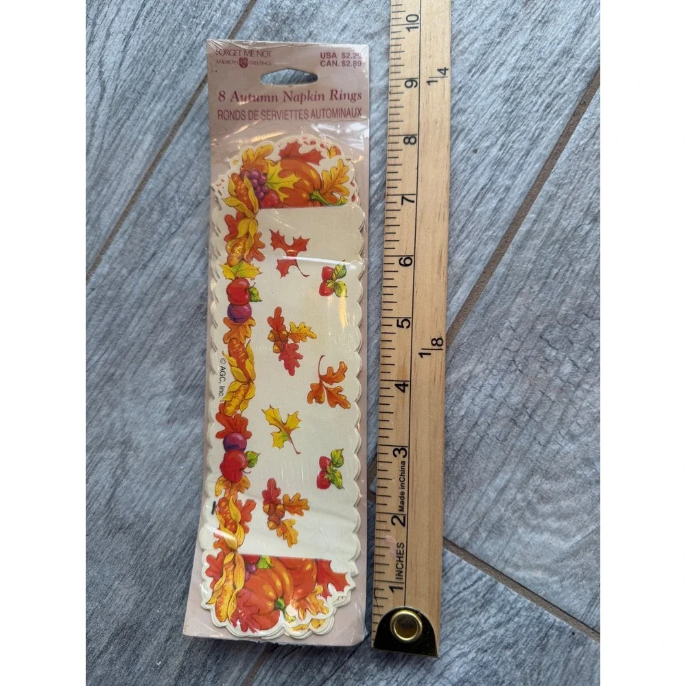 American Greetings Autumn Napkin Rings Paper Fall Harvest 8 ct New Thanksgiving